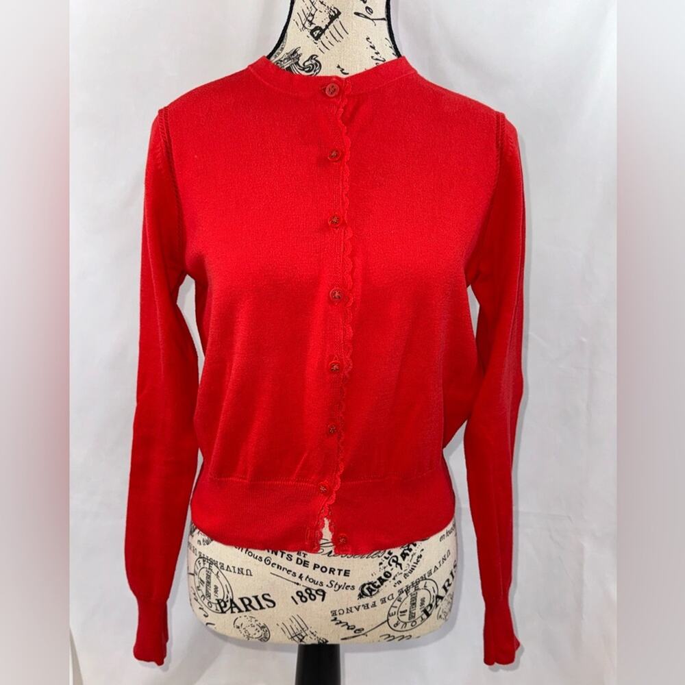 EUC: CAbi Feminine Deep Orange Cardigan